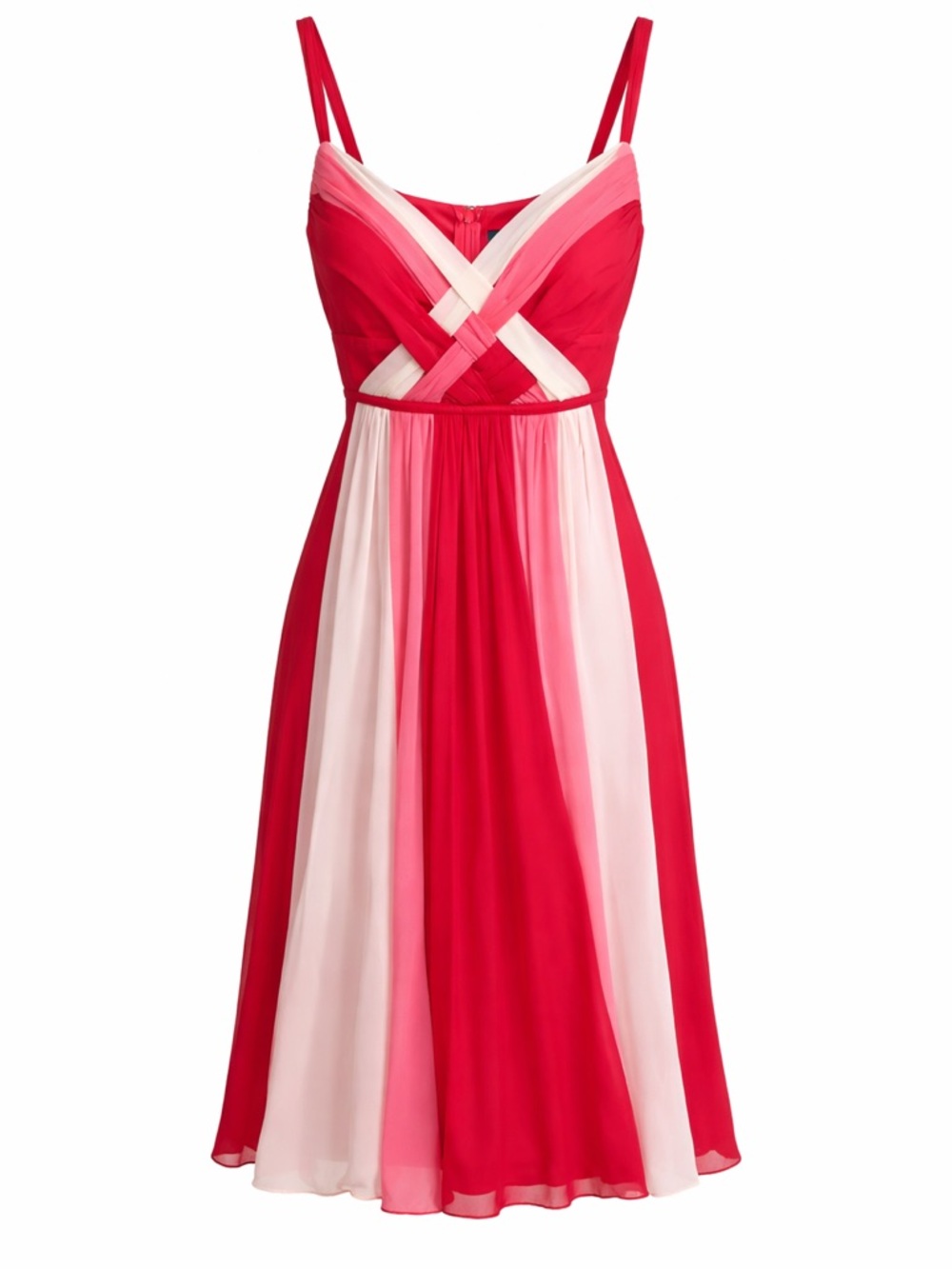 Signature by Robbie Bee Silk Pink Red Colorblock Empire Waist Dress Size 10